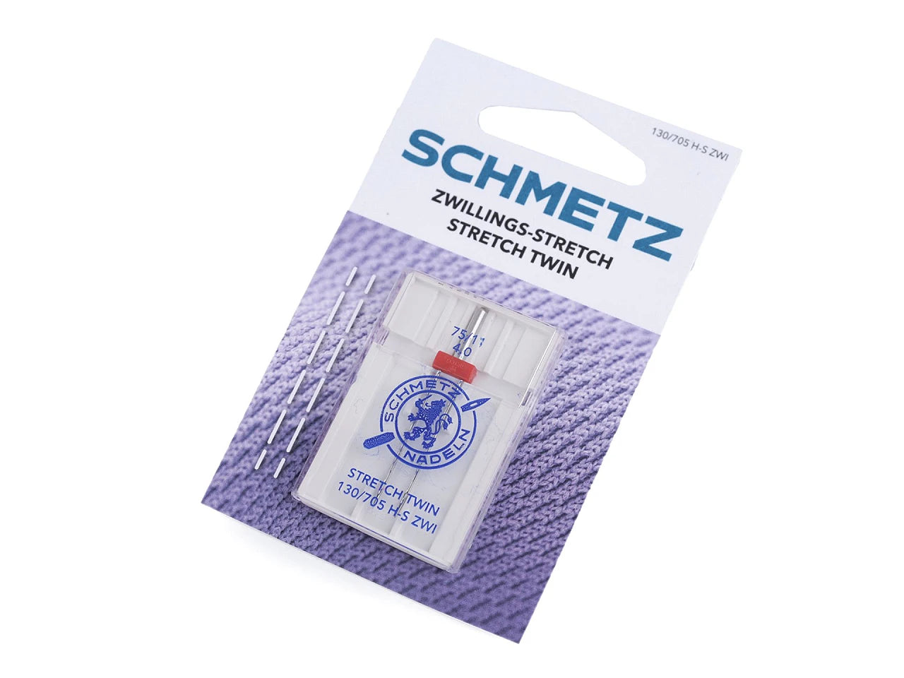 Dvojjehla Stetch 4,0/75 Schmetz na kartě - pro elastické látky