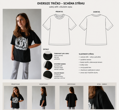 Střih na moderní oversized tričko s krátkám rukávem Boy vel. 56-164