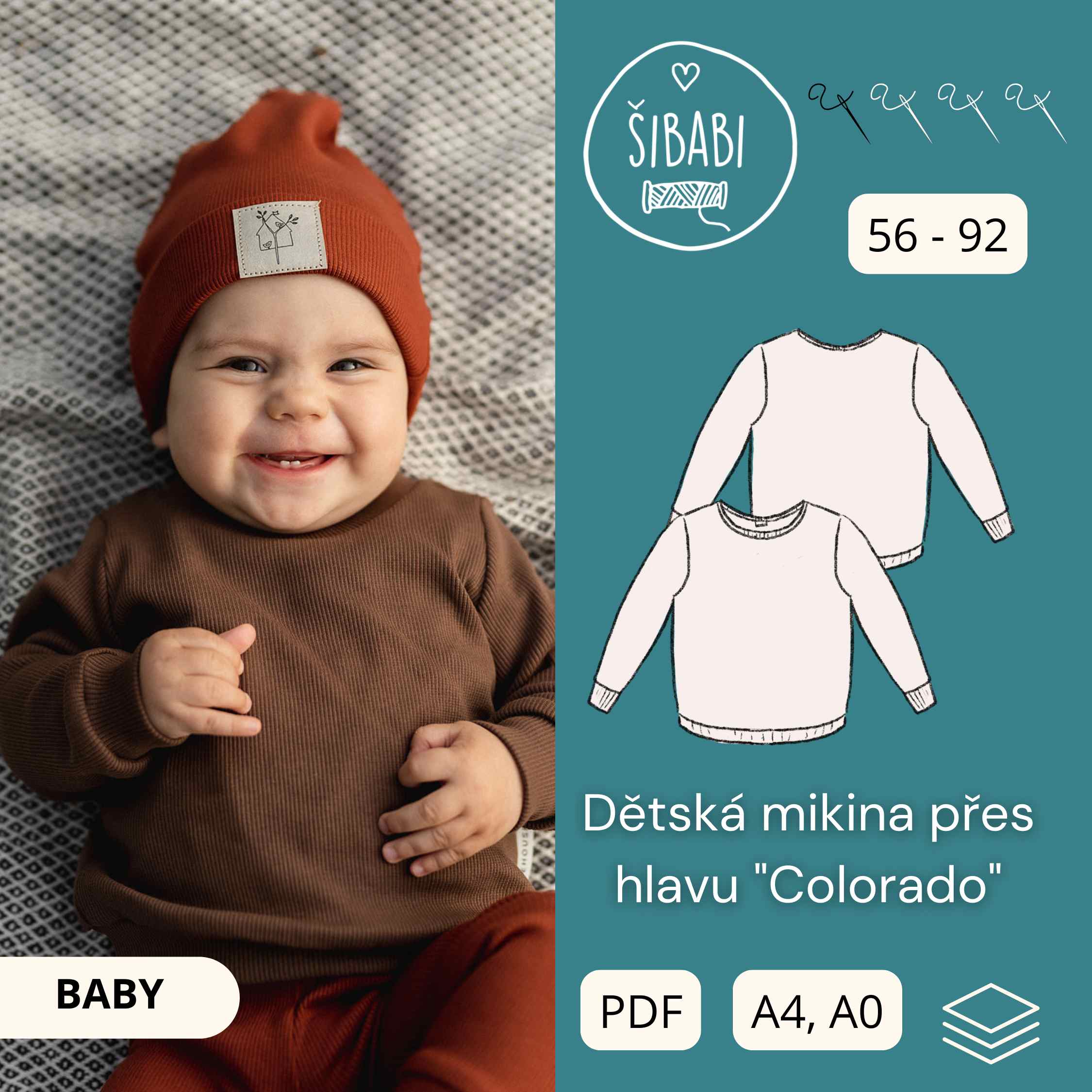Colorado dětská mikina pro začátečníky - elektronický střih 56-164