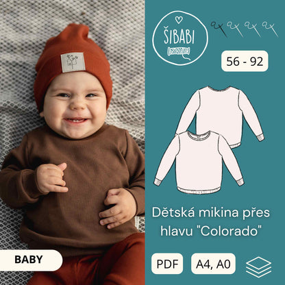 Colorado dětská mikina pro začátečníky - elektronický střih 56-164