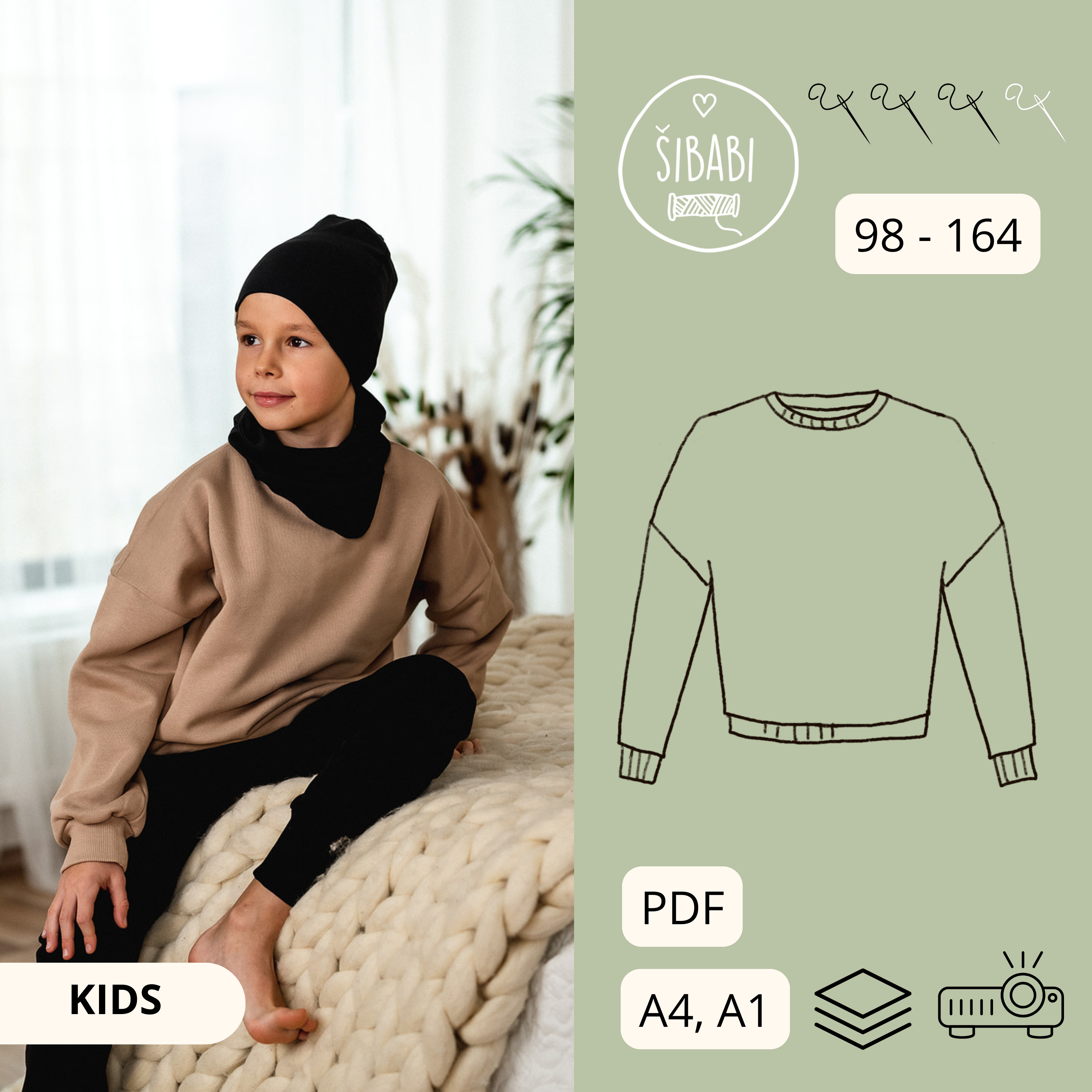 Preston dětská oversized mikina pro začátečníky - elektronický střih 56-164