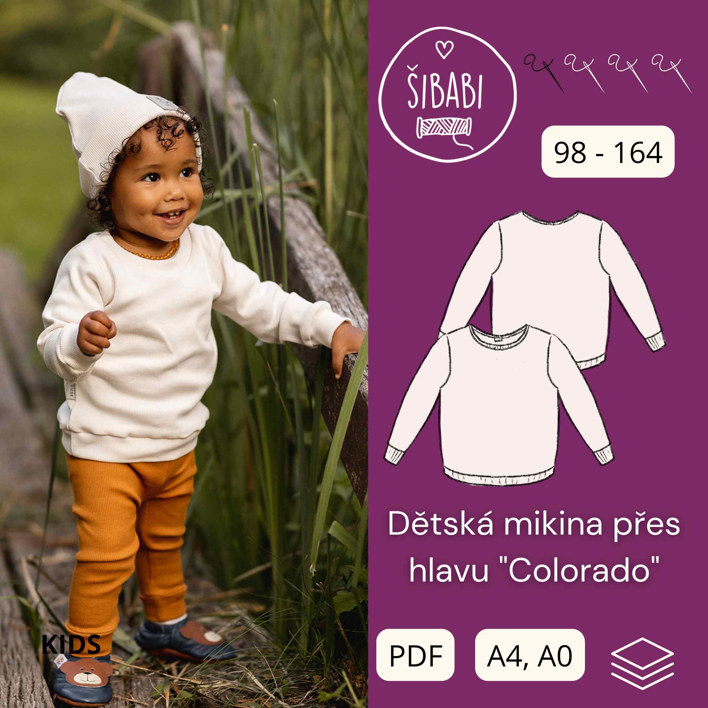Colorado dětská mikina pro začátečníky - elektronický střih 56-164